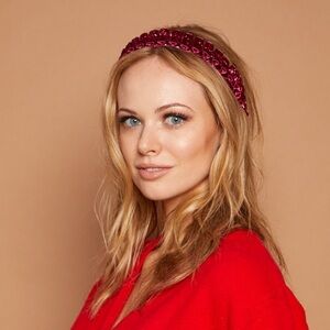 Eugenia Kim RAFAELA METALLIC VELVET HEADBAND new with tags fuchsia pink
